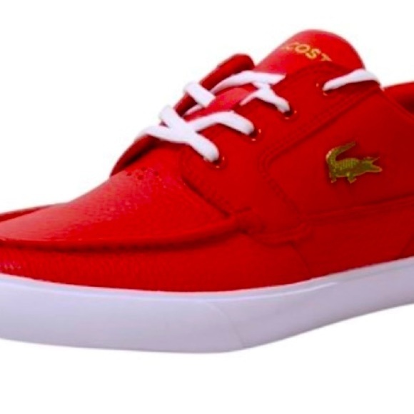 Men's Lacoste Bayliss Deck Leather and Synthetic Red/White - Picture 1 of 5